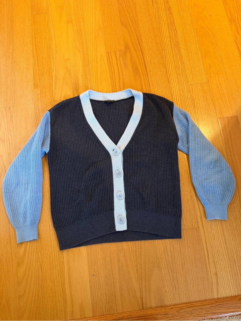 Talbots Two-Tone Navy and Light Blue V-Neck Cardigan